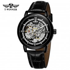 Годинник механічний Forsining 8173 All Black-Silver Leather Годинник механічний Forsining 8173 All Black-Silver Leather