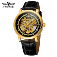 Годинник механічний Forsining 8173 Gold-Black Leather Годинник механічний Forsining 8173 Gold-Black Leather